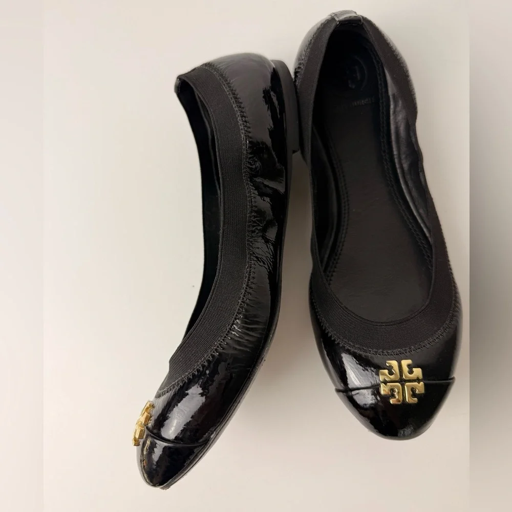 Tory Burch‎ Jolie Leather Ballet Flats Black Size 7.5